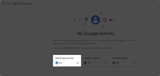 Web  App Activity in My Google Activity