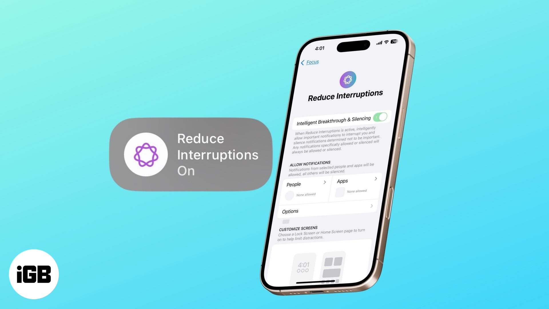 iOS 18 How to use Reduce Interruptions on iPhone Reduce Interruptions Focus mode on an iPhone